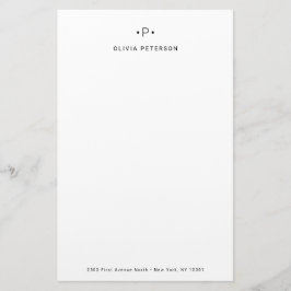Afbeelding en minimumaantal monogram | Zwart-wit Briefpapier