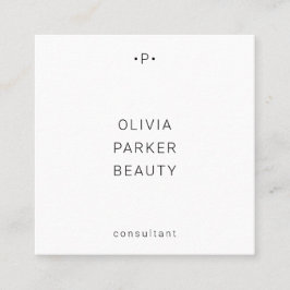 Afbeelding en minimumaantal monogram | Zwart-wit Vierkante Visitekaartje