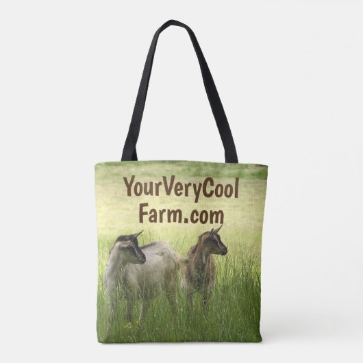 Afbeelding en URL van uw Boerderij op Tote Bag (Achterkant)