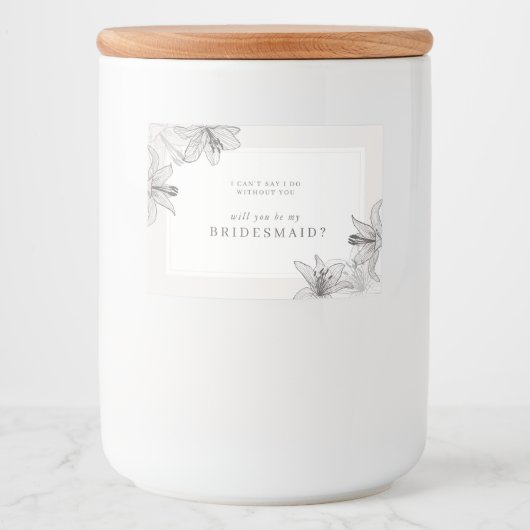 Afbeelding Floral Lilies Bridesmaid Candle Label Voedselcontainer Etiket (Voorkant)