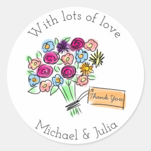 Afbeelding Flower Bouquet Custom Thankyou Ronde Sticker