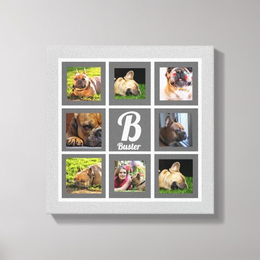 afbeelding foto collage monogram grijs en wit canvas afdruk (Voorkant)