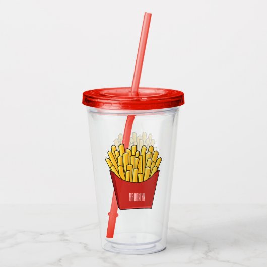 Afbeelding Franse friet cartoon Acryl Drinkbeker (Achterkant)