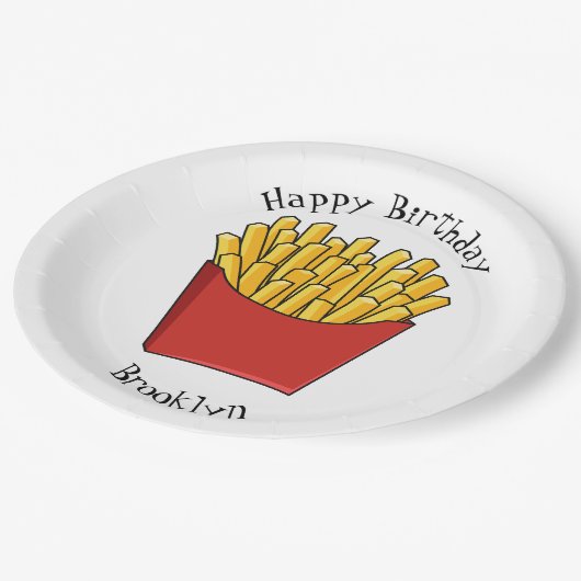 Afbeelding Franse friet cartoon Papieren Bordje (Gekanteld)