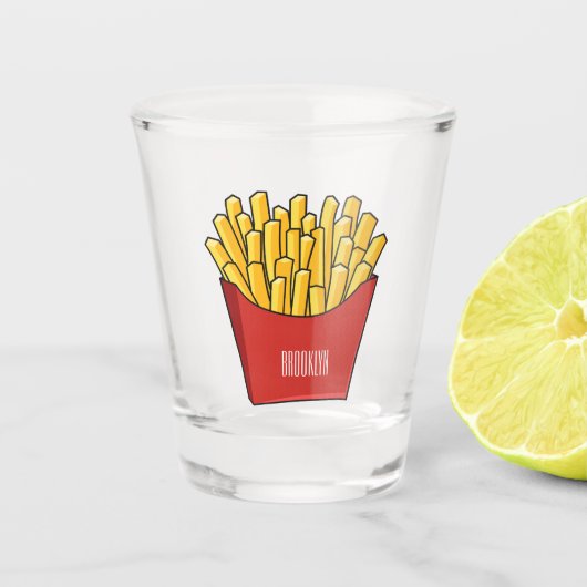 Afbeelding Franse friet cartoon Shot Glas (Voorkant)