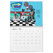 Afbeelding geïllustreerd kalender met katten (Feb 2026)