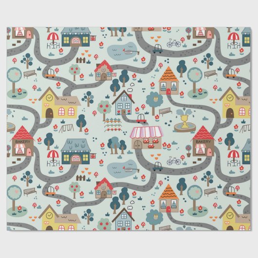 Afbeelding geïllustreerd plattegrond cadeaupapier (Vlak)