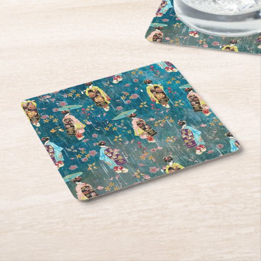 Afbeelding Geishas Kartonnen Onderzetters (Schuin)