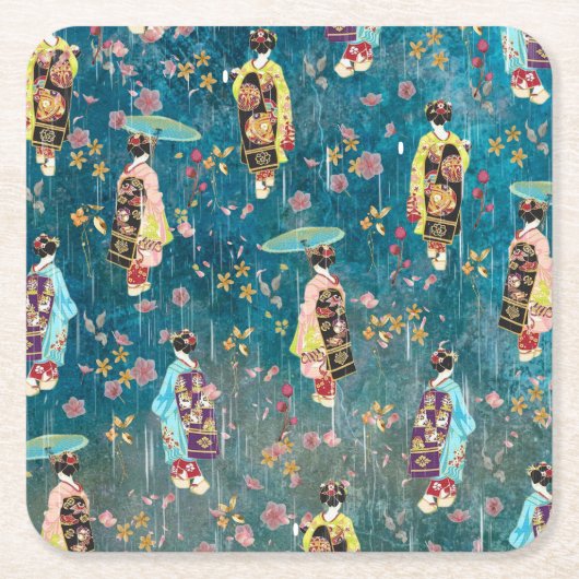 Afbeelding Geishas Kartonnen Onderzetters (Voorkant)