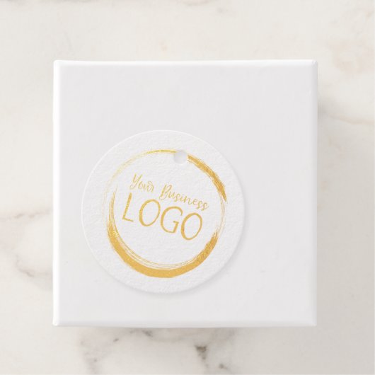 Afbeelding Gold Round Logo Bedankjes Labels (Met doos)