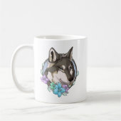 Afbeelding Gray Wolf en Flowers Koffiemok (Links)