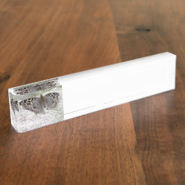 Afbeelding grijze vlinder - Desk naamplaat Naambordje