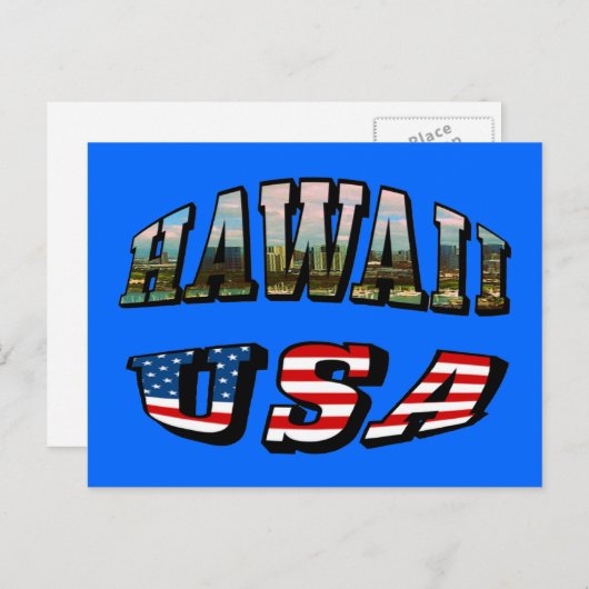 Afbeelding Hawaii en Vlagtekst VS Briefkaart (Voorkant / Achterkant)