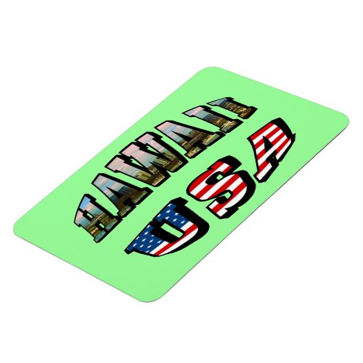 Afbeelding Hawaii en Vlagtekst VS Magneet (Linkerzijde)