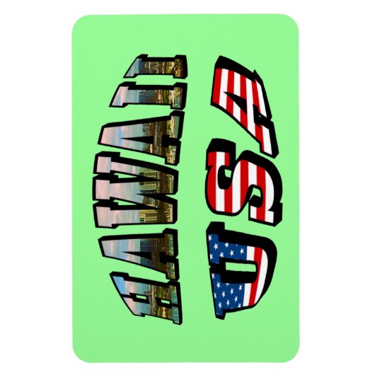 Afbeelding Hawaii en Vlagtekst VS Magneet (Verticaal)