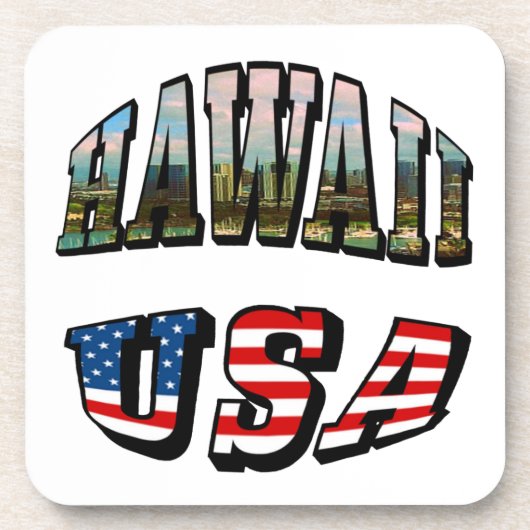 Afbeelding Hawaii en Vlagtekst VS Onderzetter (Voorkant)