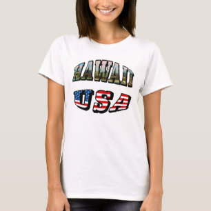 Afbeelding Hawaii en Vlagtekst VS T-shirt