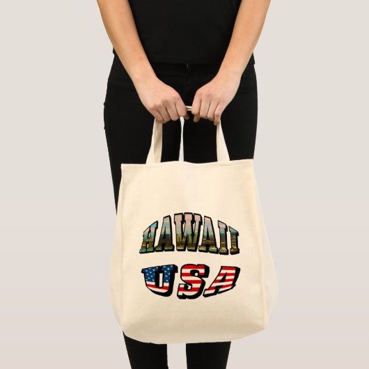 Afbeelding Hawaii en Vlagtekst VS Tote Bag (Voorkant (product))