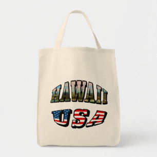 Afbeelding Hawaii en Vlagtekst VS Tote Bag