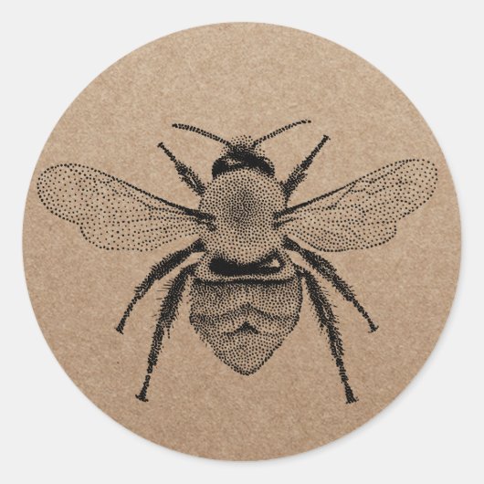 afbeelding honingbijen Rustic Kraft Ronde Sticker (Voorkant)