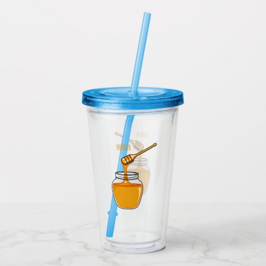 Afbeelding honingcartoon acryl drinkbeker (Achterkant)
