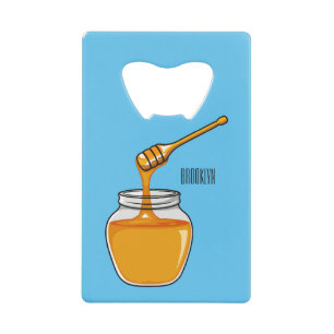 Afbeelding honingcartoon creditkaart flessenopener