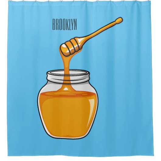 Afbeelding honingcartoon douchegordijn (Voorkant)