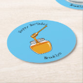 Afbeelding honingcartoon ronde kartonnen onderzetter (Gebogen)