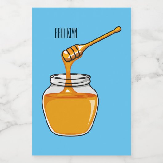 Afbeelding honingcartoon voedselcontainer etiket (Enkel label)