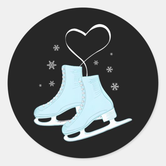 Afbeelding Ice Skateart Afbeelding Skater Love Ronde Sticker (Voorkant)