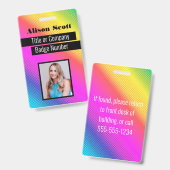 Afbeelding ID Bright Neon Moderne Rainbow Business Badge (Voor- en achterkant)