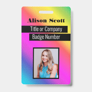 Afbeelding ID Bright Neon Moderne Rainbow Business Badge