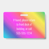 Afbeelding ID Bright Neon Moderne Rainbow Business Badge (Achterkant)