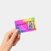 Afbeelding ID Bright Neon Moderne Rainbow Business Badge (Handheld)