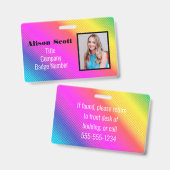 Afbeelding ID Bright Neon Moderne Rainbow Business Badge (Voor- en achterkant)