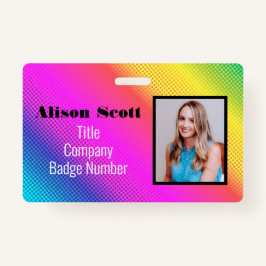 Afbeelding ID Bright Neon Moderne Rainbow Business Badge