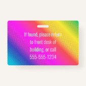 Afbeelding ID Bright Neon Moderne Rainbow Business Badge (Achterkant)