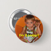 Afbeelding, ik ben 2 vandaag!! ronde button 5,7 cm (Voorkant /achterkant)