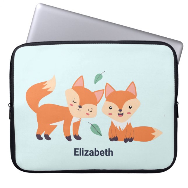 Afbeelding illustratie van Oranje kossen Laptop Sleeve (Voorkant)