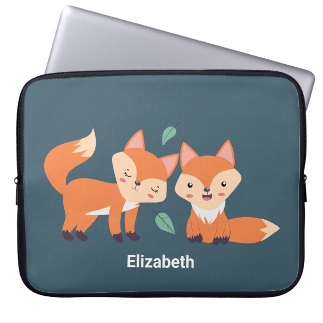 Afbeelding illustratie van Oranje kossen Laptop Sleeve (Voorkant)
