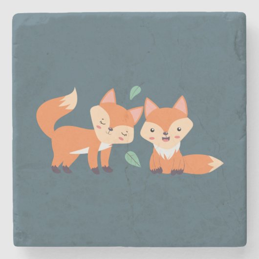 Afbeelding illustratie van Oranje kossen Stenen Onderzetter (Voorkant)