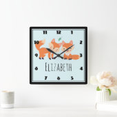 Afbeelding illustratie van Oranje kossen Vierkante Klok (Huis)