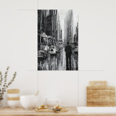 Afbeelding in de regen zwart-wit - kunst poster (Keuken)