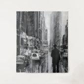 Afbeelding in de regen zwart-wit - kunst wandkleed (Voorkant)