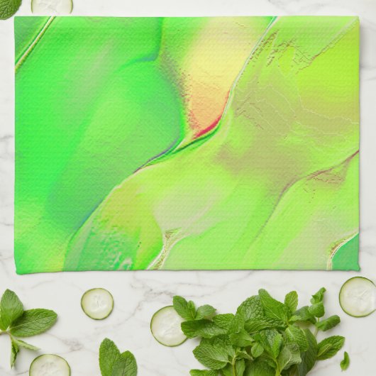 Afbeelding in oud vivid groen? theedoek (Gevouwen)