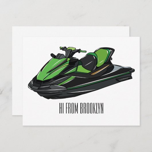 Afbeelding Jet ski cartoon Briefkaart (Voorkant / Achterkant)