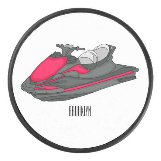 Afbeelding Jet ski cartoon Hockey Puck (Voorkant)