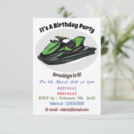 Afbeelding Jet ski cartoon Kaart (Staand voorkant)