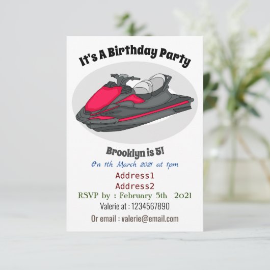 Afbeelding Jet ski cartoon Kaart (Staand voorkant)