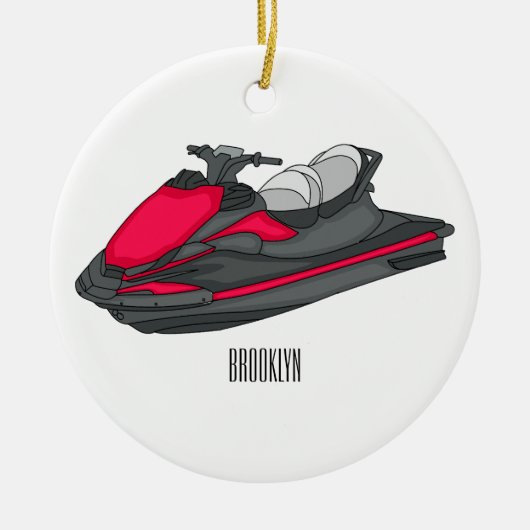 Afbeelding Jet ski cartoon Keramisch Ornament (Voorkant)